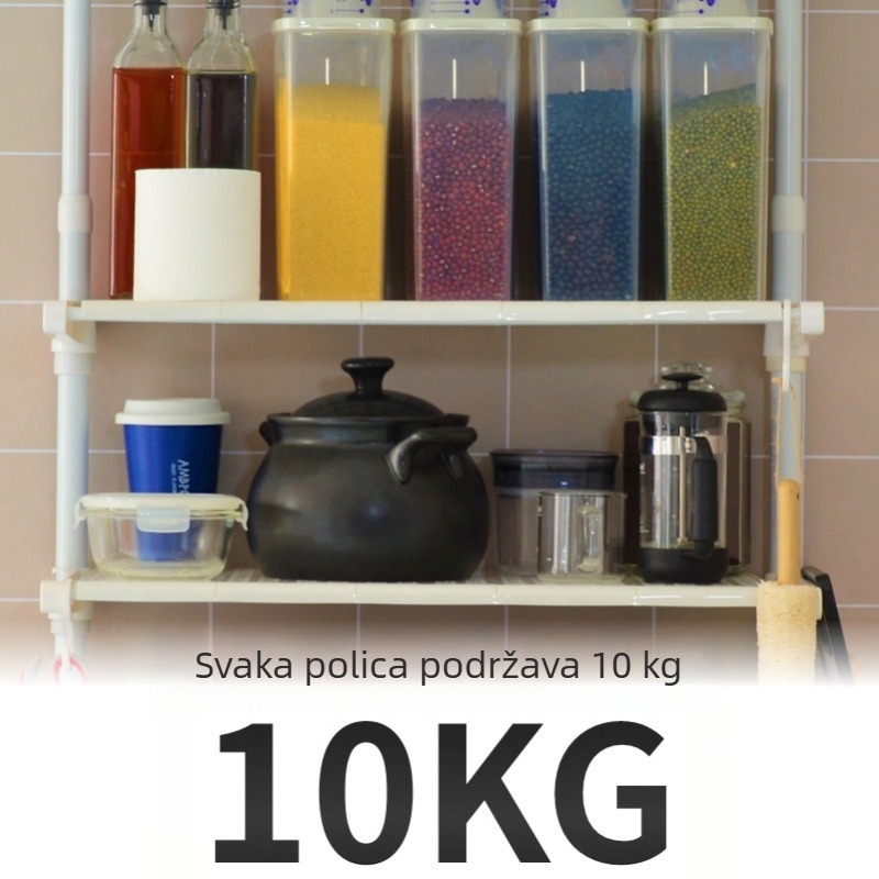 2-etažni kuhinjski stalak za pohranu od karbonskog čelika, bez bušenja, podni montaža