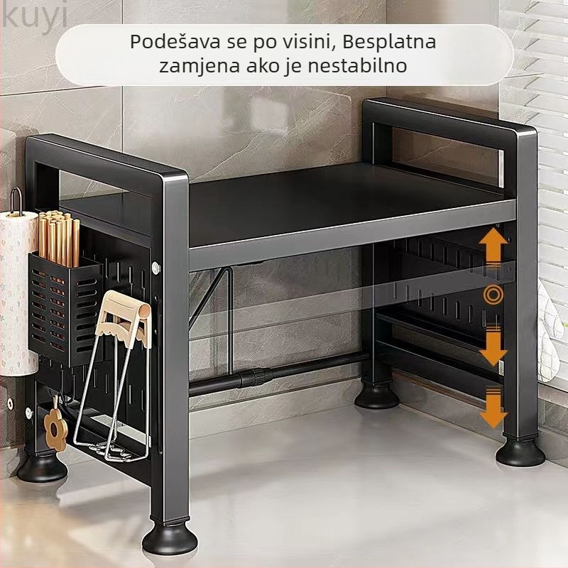 Proširiva metalna polica za mikrovalnu pećnicu, višeslojna kuhinjska polica za ploču, opcije jednoslojna ili dvostruka