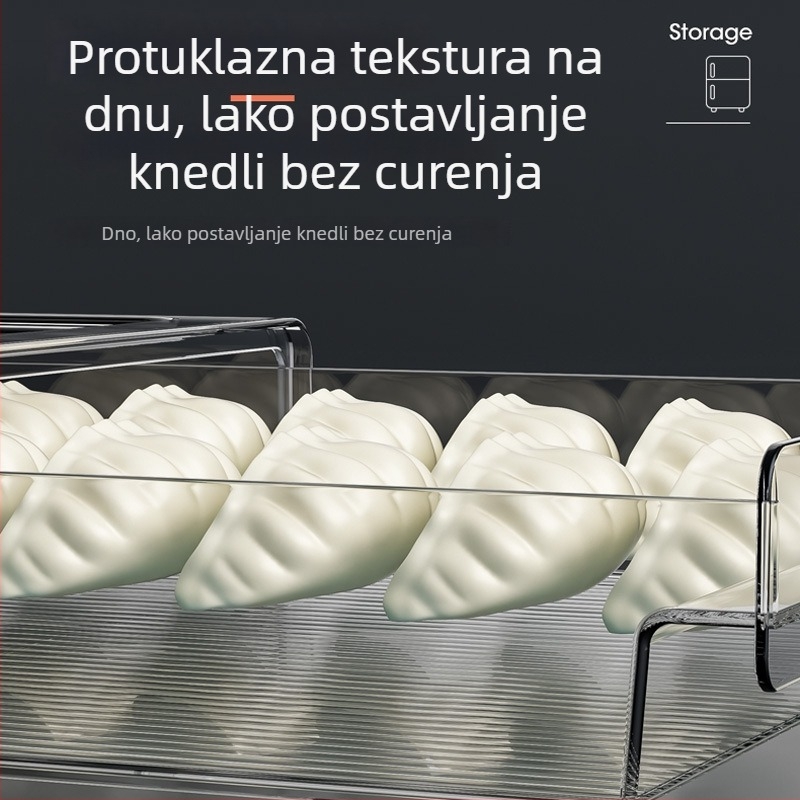 Kutija za knedle u ladici hladnjaka — prozirna, višeslojni organizator, PET materijal, pohrana