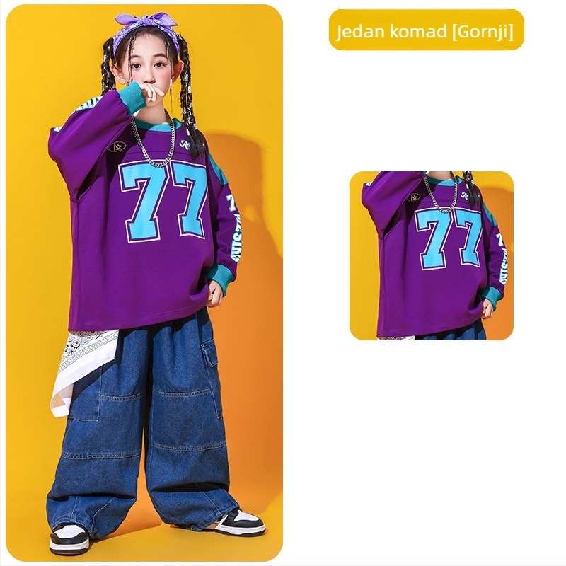 Dječji kostim za hip-hop nastupe, unisex, jesensko 2025 izdanje, 60% pamuk, za djecu iznad 8 godina (iznad 140 cm), na skladištu