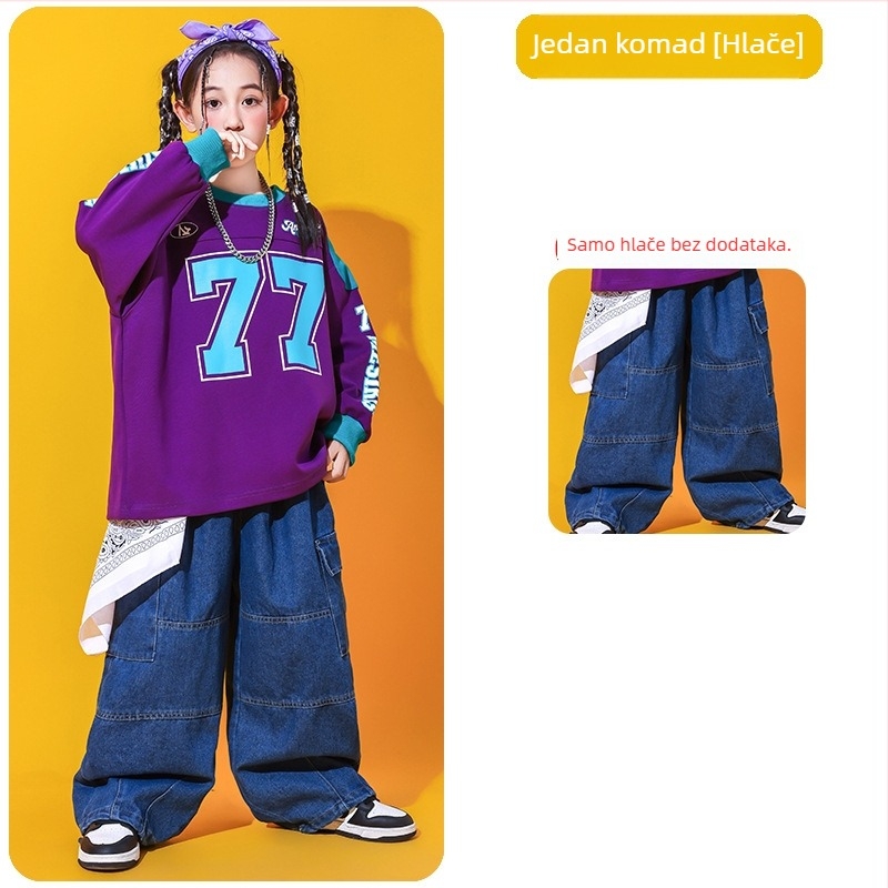 Dječji kostim za hip-hop nastupe, unisex, jesensko 2025 izdanje, 60% pamuk, za djecu iznad 8 godina (iznad 140 cm), na skladištu