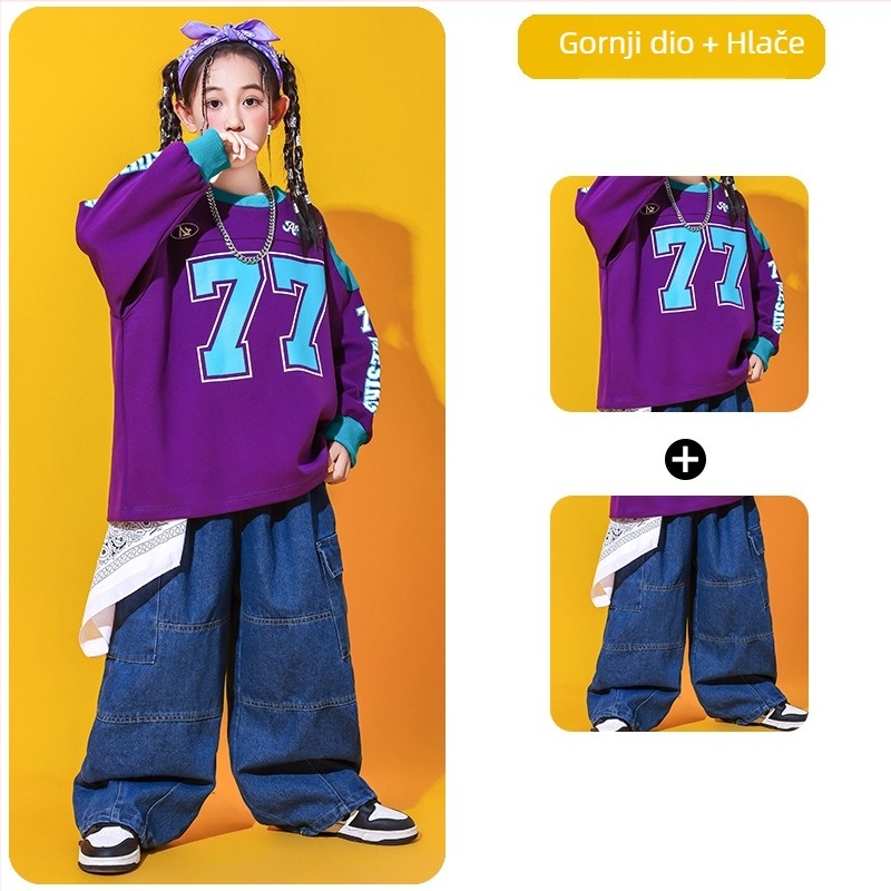 Dječji kostim za hip-hop nastupe, unisex, jesensko 2025 izdanje, 60% pamuk, za djecu iznad 8 godina (iznad 140 cm), na skladištu