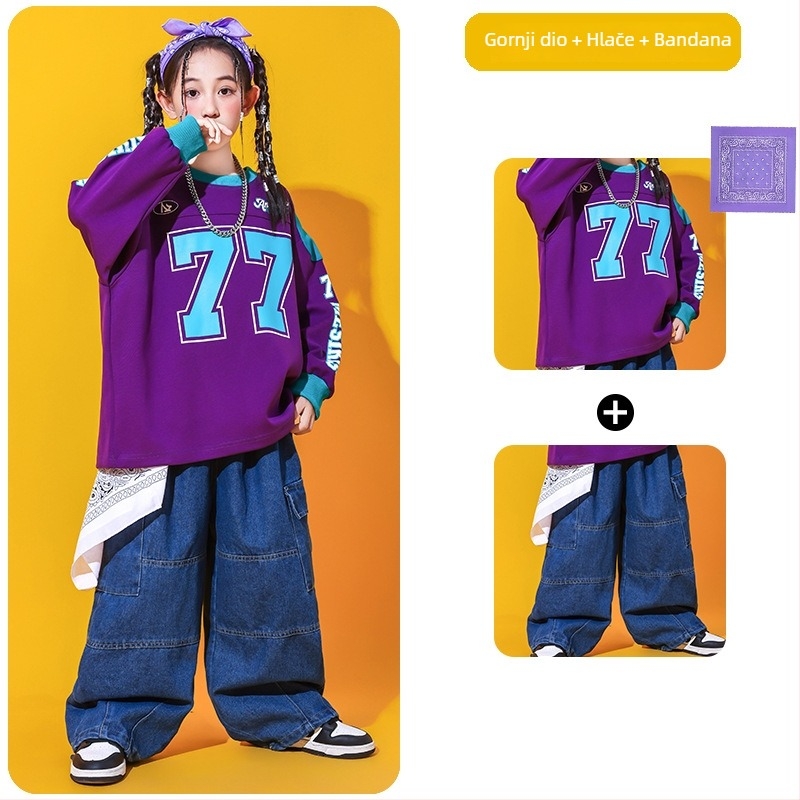 Dječji kostim za hip-hop nastupe, unisex, jesensko 2025 izdanje, 60% pamuk, za djecu iznad 8 godina (iznad 140 cm), na skladištu