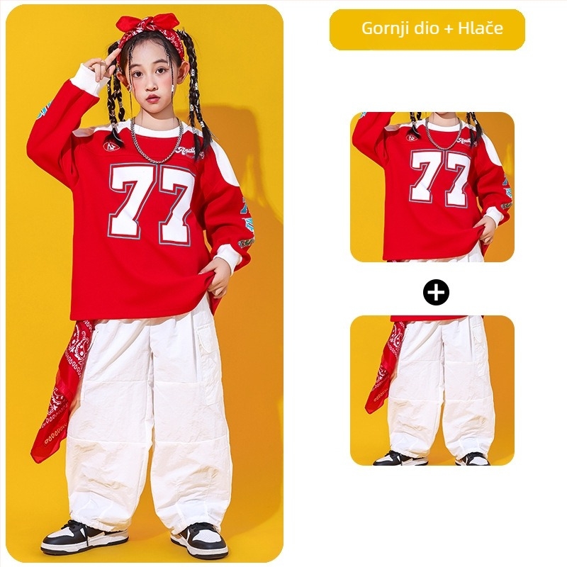 Dječji kostim za hip-hop nastupe, unisex, jesensko 2025 izdanje, 60% pamuk, za djecu iznad 8 godina (iznad 140 cm), na skladištu