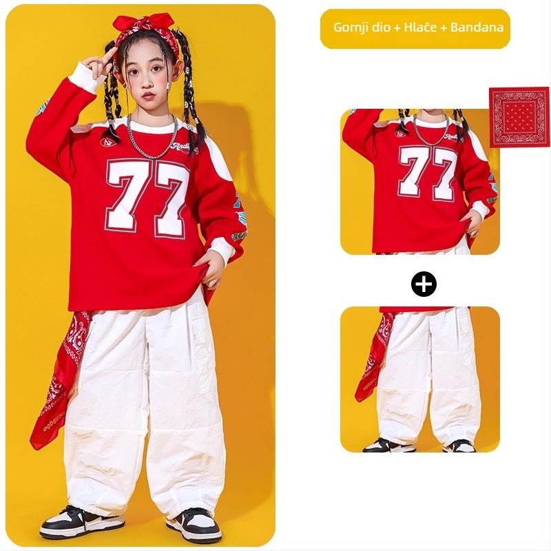 Dječji kostim za hip-hop nastupe, unisex, jesensko 2025 izdanje, 60% pamuk, za djecu iznad 8 godina (iznad 140 cm), na skladištu