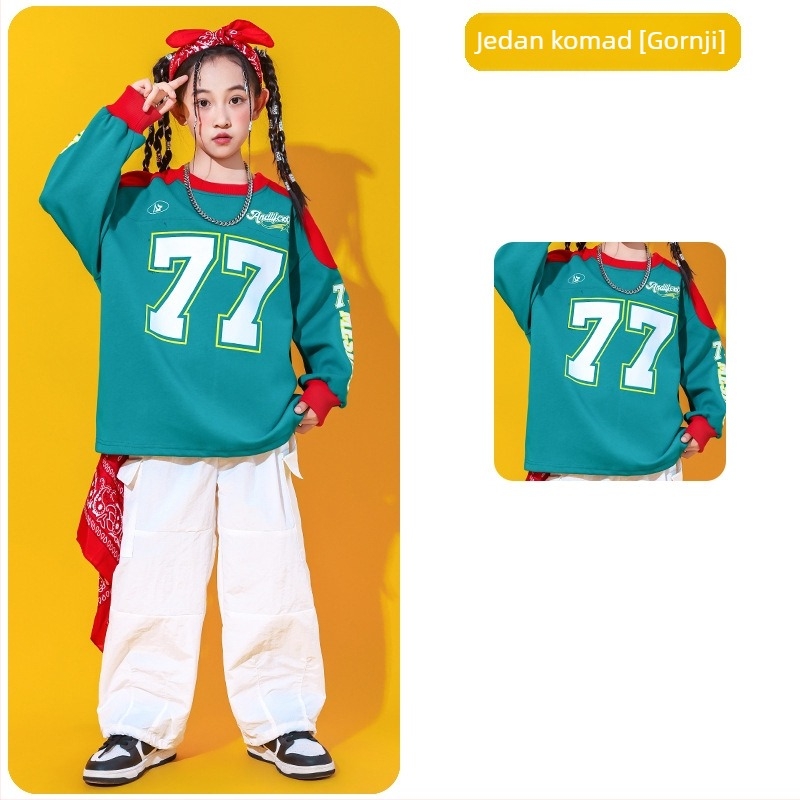 Dječji kostim za hip-hop nastupe, unisex, jesensko 2025 izdanje, 60% pamuk, za djecu iznad 8 godina (iznad 140 cm), na skladištu