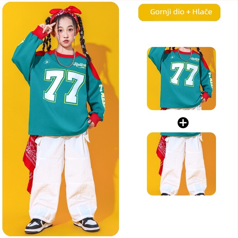 Dječji kostim za hip-hop nastupe, unisex, jesensko 2025 izdanje, 60% pamuk, za djecu iznad 8 godina (iznad 140 cm), na skladištu
