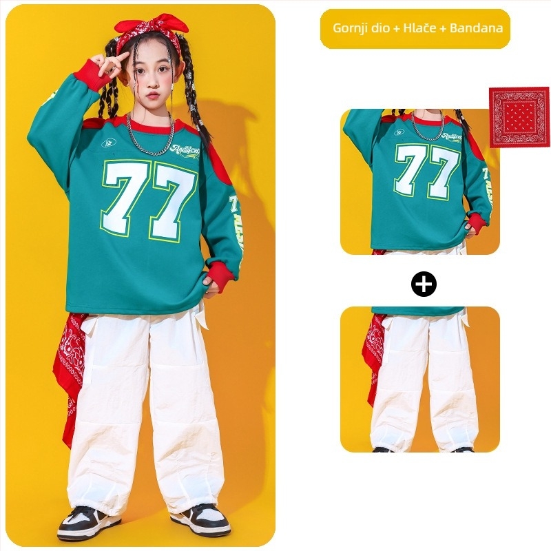 Dječji kostim za hip-hop nastupe, unisex, jesensko 2025 izdanje, 60% pamuk, za djecu iznad 8 godina (iznad 140 cm), na skladištu