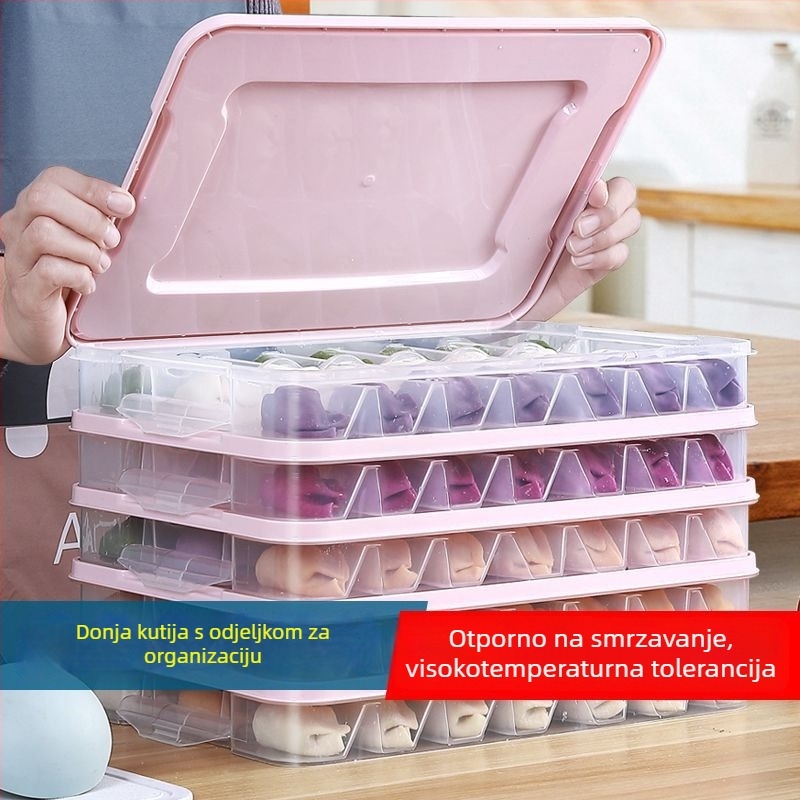 Kutija za knedle s odjeljcima za zamrzavanje, od polipropilena (PP), s funkcijom drenaže, čuva svježinu u hladnjaku