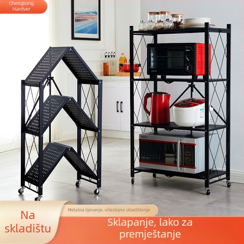 5‑stupanjski sklopivi stalak od karbonskog čelika s kotačićima, podni, bez montaže, za kuhinju i balkon