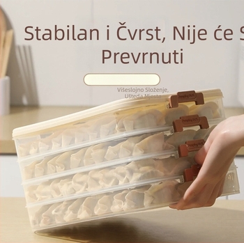 Kutija za knedle, velik kapacitet, višeslojna, plastična, čuva svježinu, zatvarač
