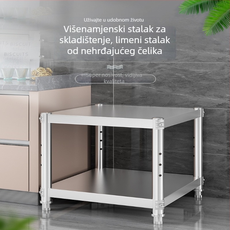 Stalak od nehrđajućeg čelika za pod, kvadratnog oblika, dvostruki kuhinjski stalak za mikrovalnu pećnicu i zdjele za pečenje