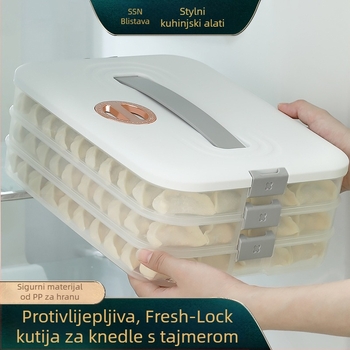 Kutija za dumplings, prehrambeni PP materijal, prijenosna i zatvara sa zamrzivačem, lagani luksuzni stil