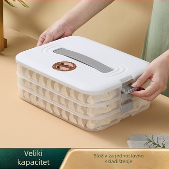 Kutija za dumplings, prehrambeni PP materijal, prijenosna i zatvara sa zamrzivačem, lagani luksuzni stil