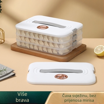 Kutija za dumplings, prehrambeni PP materijal, prijenosna i zatvara sa zamrzivačem, lagani luksuzni stil
