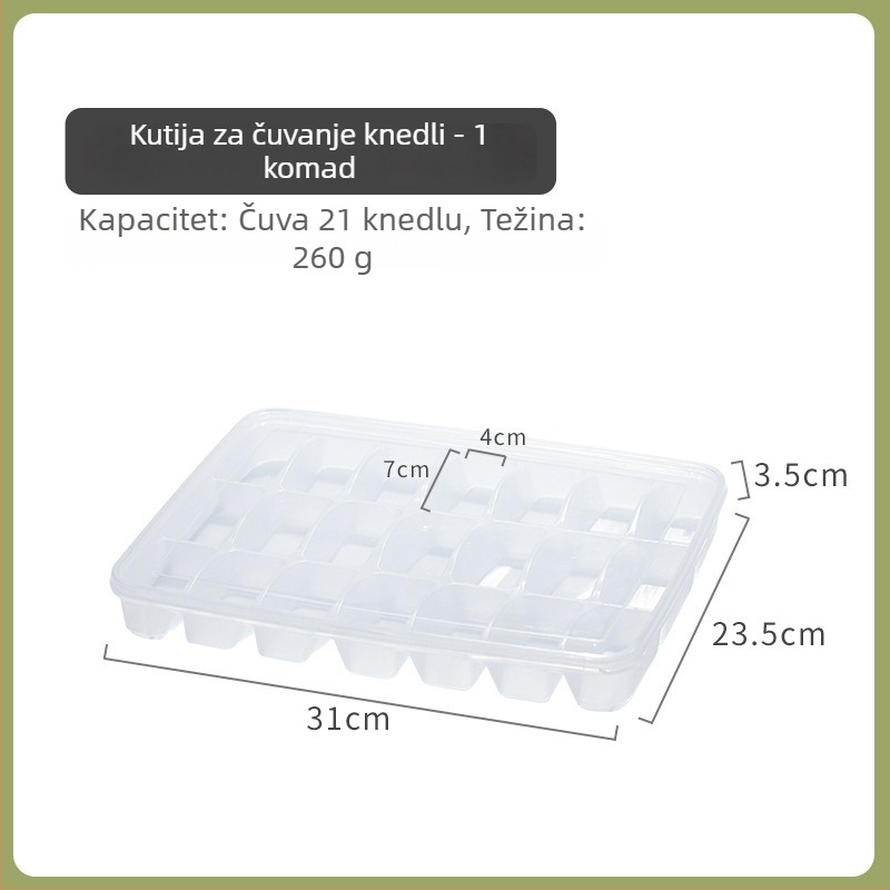 Kutija za knedle, kvadratna, PP, kapacitet 301–500 ml, sigurna za mikrovalnu