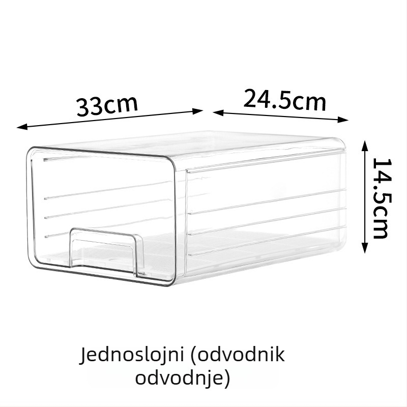 Kutija za pohranu u ladici za hladnjak, produljena, višenamjenska za povrće i voće, odvod, PET plastika, 8 L
