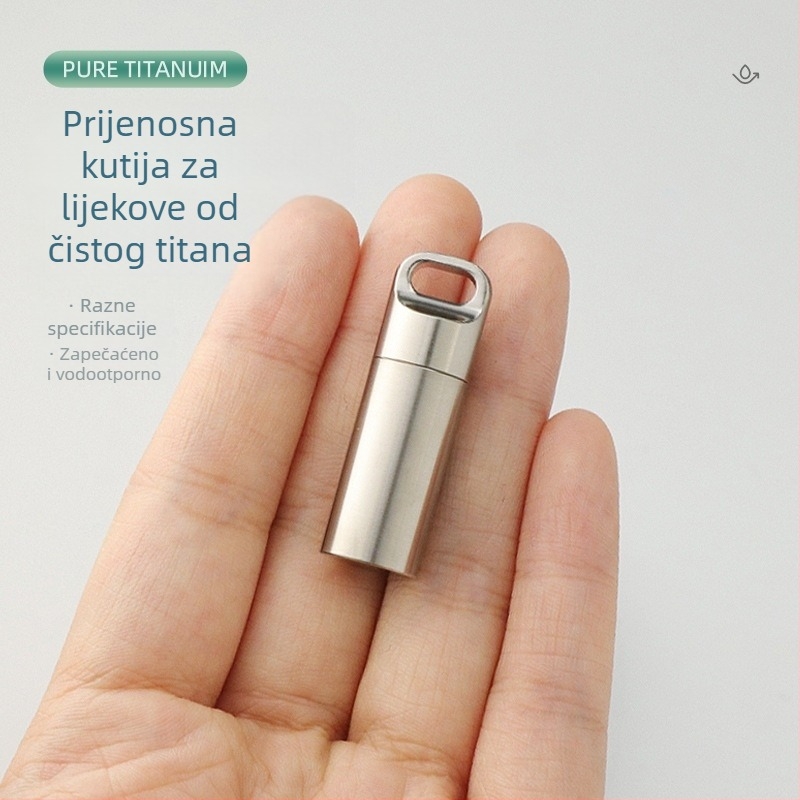 Kutija za lijekove od čistog titanija, vodootporna i čvrsto zatvorena, prenosna s više pretinaca, za putovanja i prvu pomoć starijim osobama