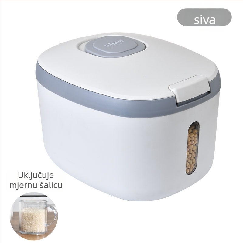 Spremnik za rižu i brašno, otporan na vlagu, ABS plast, kapacitet 5–6 L, moderan minimalistički dizajn