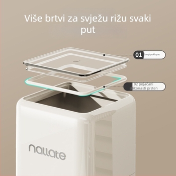Kutija za čuvanje riže – otporna na vlagu, plastična (PP), zapremina 5–6 L, moderan jednostavan dizajn