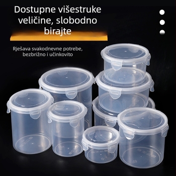 Bijela okrugla plastična posuda za hranu s čvrstim poklopcem, prehrambene kvalitete, prozirna, debeli PP, mikrovalna kompatibilna, kutija za ručak i skladištenje žitarica