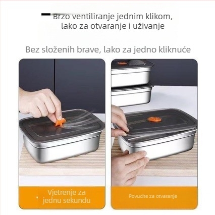Kutija za ručak od prehrambene nehrđajućeg čelika, vodonepropusna s poklopcem, mikrovalna sigurna, zapremina 800–1000 ml, pravokutnog oblika