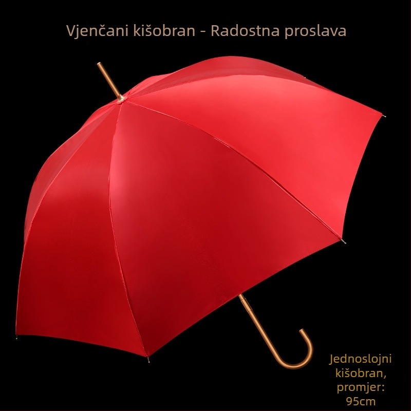 Vjenčani kišobran od čipke, dugačka drška, 8 rebara, 170T čipkasta tkanina, ručno otvaranje