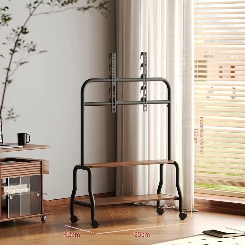 Mobilni podni TV stalak na kotačićima, konstrukcija od nehrđajućeg čelika/željeza, kompatibilan s plosnim TV-ima, model Art cart, težina 6 kg