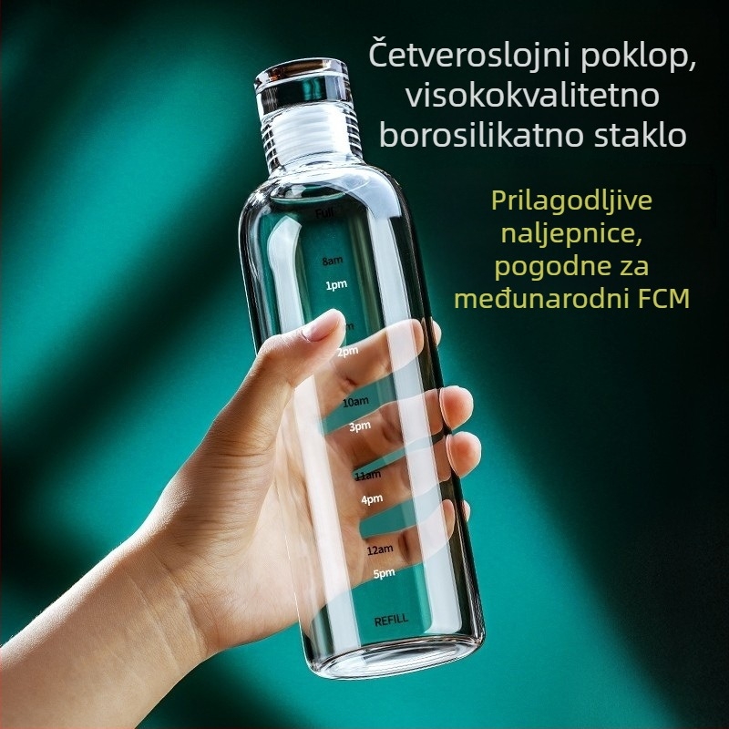 Staklena boca s vremenskom skalom za skladištenje vina, cilindričnog oblika, moderni minimalistički stil, prilagodljiva (kapacitet 501–800 ml, mikrovalna kompatibilna, prilagodljiva)