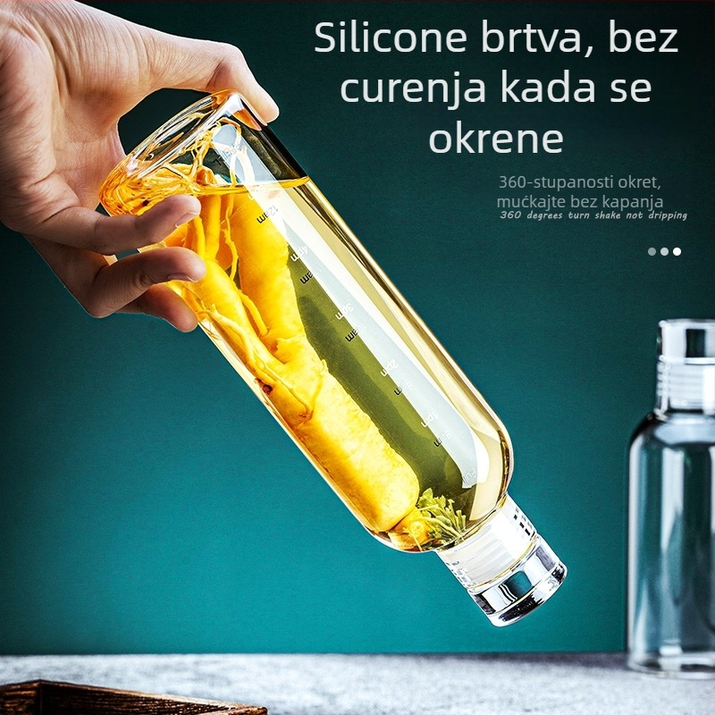 Staklena boca s vremenskom skalom za skladištenje vina, cilindričnog oblika, moderni minimalistički stil, prilagodljiva (kapacitet 501–800 ml, mikrovalna kompatibilna, prilagodljiva)