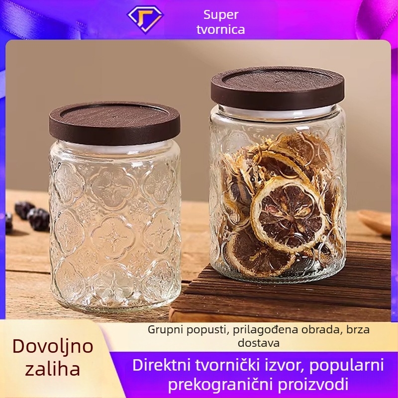 Stakleni retro spremnik za grickalice, begonija cvijeće, orašasti plodovi i suho voće, zatvoren kuhinjski spremnik, velik kapacitet.