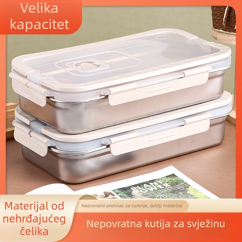 Prijenosna kutija za čuvanje svježine od 316L nehrđajućeg čelika, kvadratnog oblika, izolirana, kapaciteta 3,1–4 L, zatvoreni spremnik