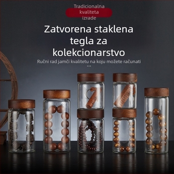 Shang zun Staklena zapremljena posuda za pohranu perlica i tamjana, okrugla prozirna posuda za prikaz, kapacitet do 300 ml, prilagodljivo