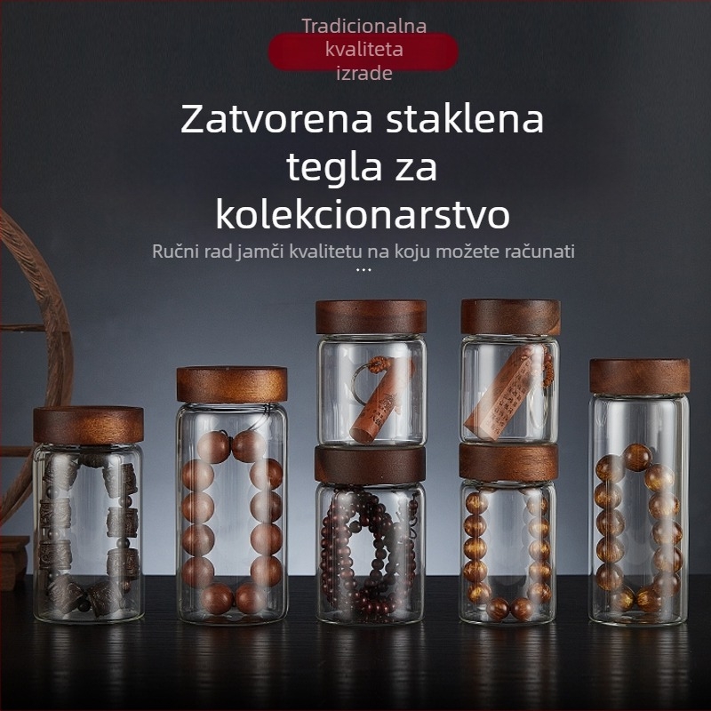 Shang zun Staklena zapremljena posuda za pohranu perlica i tamjana, okrugla prozirna posuda za prikaz, kapacitet do 300 ml, prilagodljivo