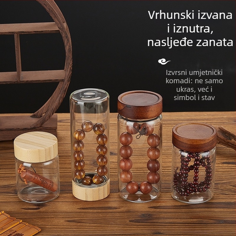 Shang zun Staklena zapremljena posuda za pohranu perlica i tamjana, okrugla prozirna posuda za prikaz, kapacitet do 300 ml, prilagodljivo