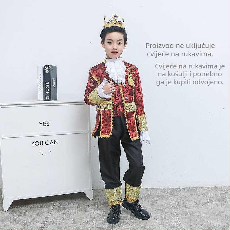 Dječja haljina princeze i kostim princa, europski dvorčanski set za kazališne predstave Pepeljuga, vinilon tkanina, sigurnosna razina C, za djecu preko 8 godina