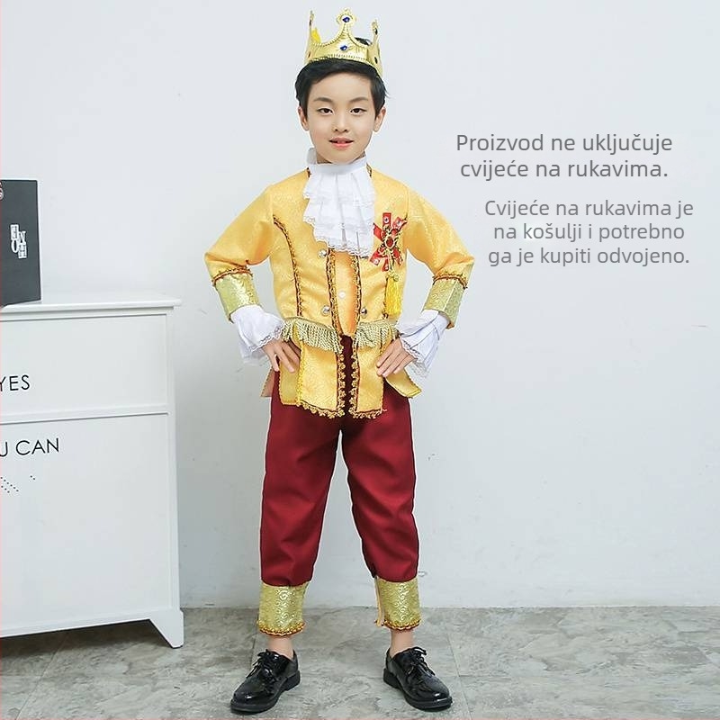 Dječja haljina princeze i kostim princa, europski dvorčanski set za kazališne predstave Pepeljuga, vinilon tkanina, sigurnosna razina C, za djecu preko 8 godina