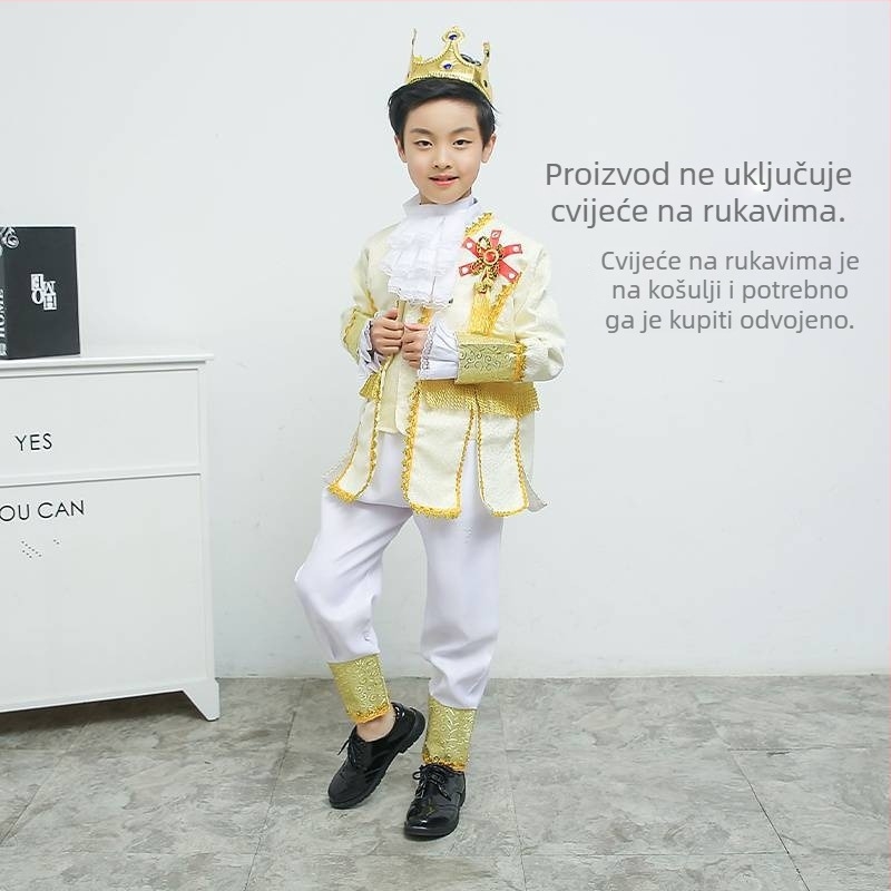 Dječja haljina princeze i kostim princa, europski dvorčanski set za kazališne predstave Pepeljuga, vinilon tkanina, sigurnosna razina C, za djecu preko 8 godina