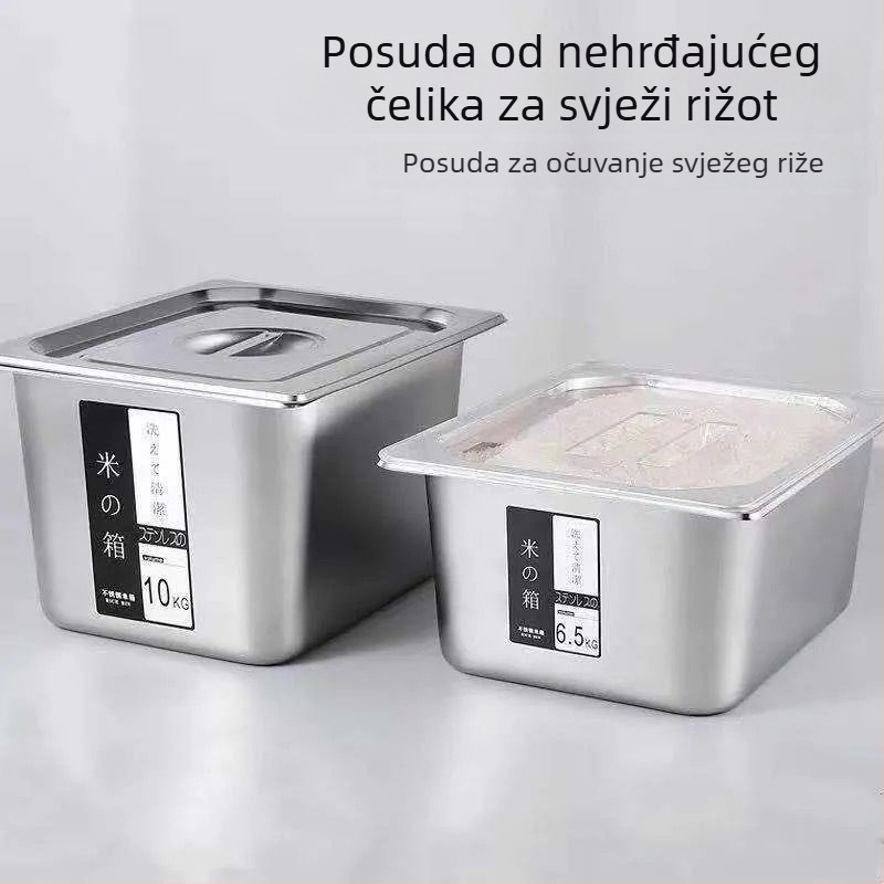 Posuda od nehrđajućeg čelika za skladištenje riže, otporna na vlagu i insekte, kapacitet ispod 4 L