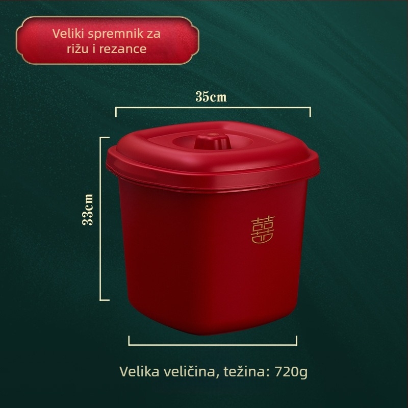 Kutija za skladištenje riže s preklopnim poklopcem, otporna na vlagu i štetočine, zatvaranje, praćenje datuma, PVC plastika, kapacitet ispod 4 L