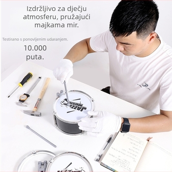 Dječji bubnjarski set za početnike — plastični zapadni perkusijski instrument, za djecu 4–6 godina, dimenzije 38×23,5×80 cm, 3C certifikat kod 2021152202035843