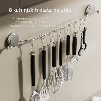 Zidni organizator s vakuumskim kukicama i redom kuka – bez instalacije, svijetli luksuzni stil, 2025 izdanje