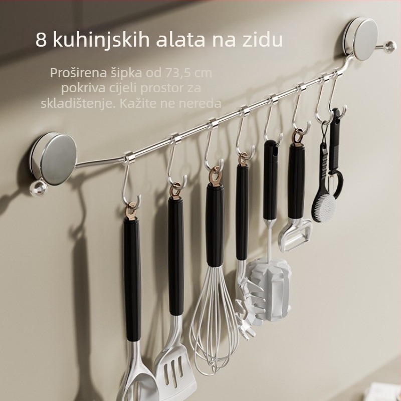 Zidni organizator s vakuumskim kukicama i redom kuka – bez instalacije, svijetli luksuzni stil, 2025 izdanje
