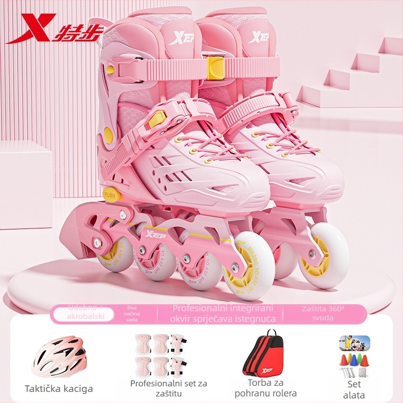 Xtep Dječje rolanke na kolu – PVC gornji dio, TPR đon, koluta u jednom redu, PU kotači