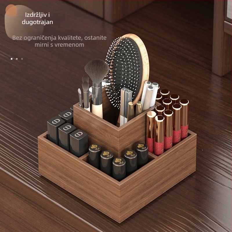 Stolna kutija za ruževe s rotirajućim organizatorom šminke, ploča guste gustoće, novi kineski stil, jednofarbna, kapacitet 1