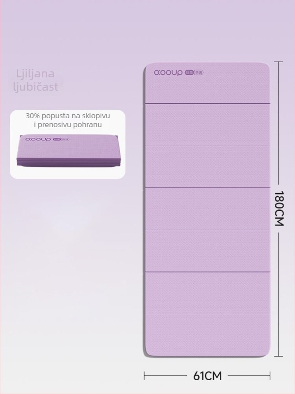 POE joga podloga, sklopiva, antibakterijska i protiv grinja, jednofarbni uzorak, debljina opcionalna