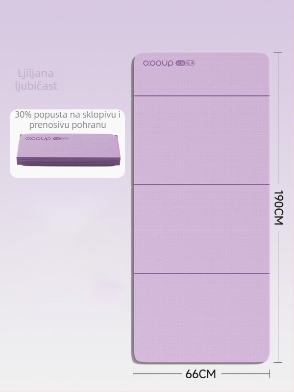 POE joga podloga, sklopiva, antibakterijska i protiv grinja, jednofarbni uzorak, debljina opcionalna