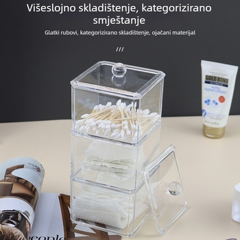 Prozirna kutija za pohranu kozmetike s poklopcem i podjelama, plastična PS, tiskani logo, lansirana 2023, moderan minimalistički stil