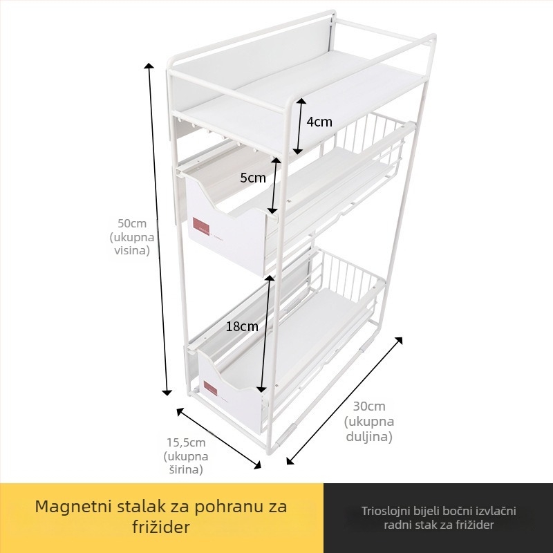Magnetski zidni organizator za hladnjak, od željezne žice, višefunkcionalni kuhinjski organizator