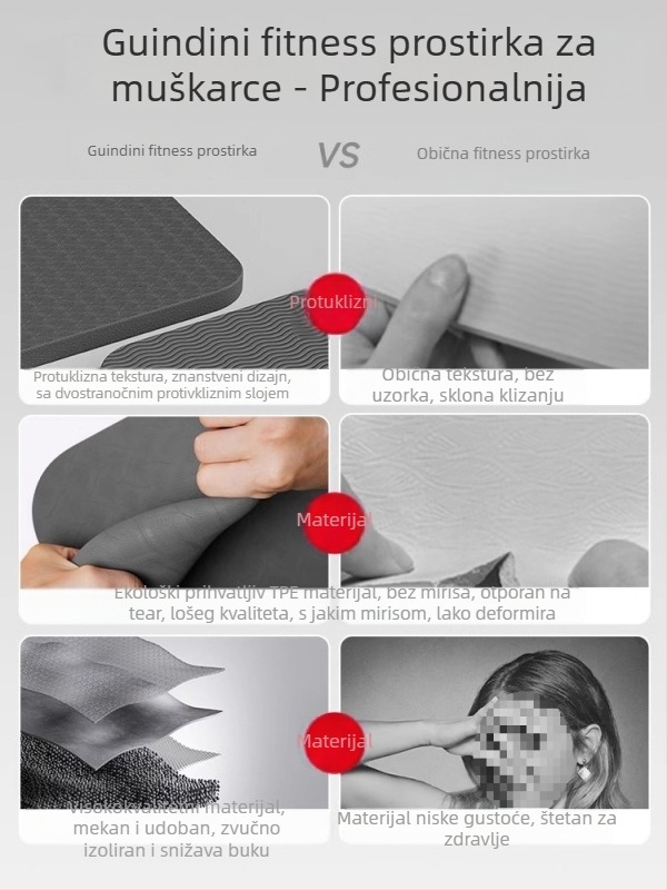 Joga prostirka od TPE/EVA, debljine 6–8 mm, linije za usmjeravanje poza